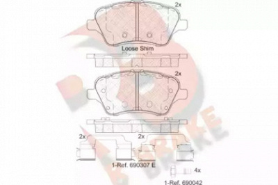 R BRAKE rb2108 -  Комплект тормозных колодок, дисковый тормоз